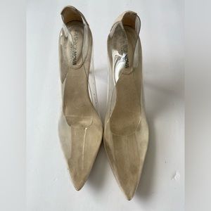 Clear shoes can be worn with any color. Gently used.